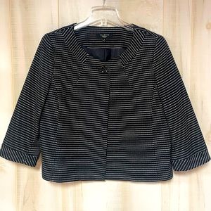 Talbots Black White Polka Dot One Button Blazer Jacket Cotton, Sz 12P